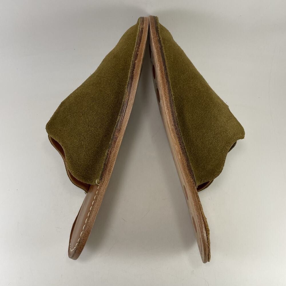 WP Standard Mr Grumpy Olive Green Suede Slippers Womens Size Large WL Size 9-10 - Picture 6 of 12